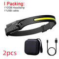 Linterna frontal LED USB – Recargable, impermeable, para camping