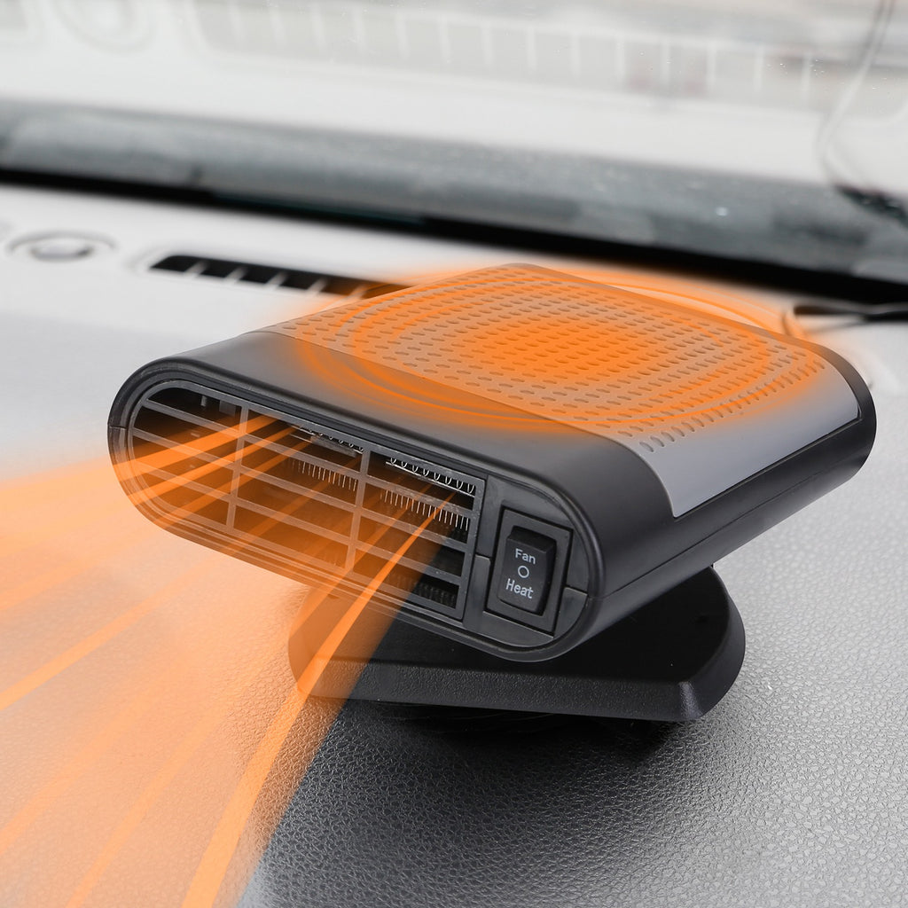 Calefactor y ventilador para auto 12V – Desempañador + base 360°