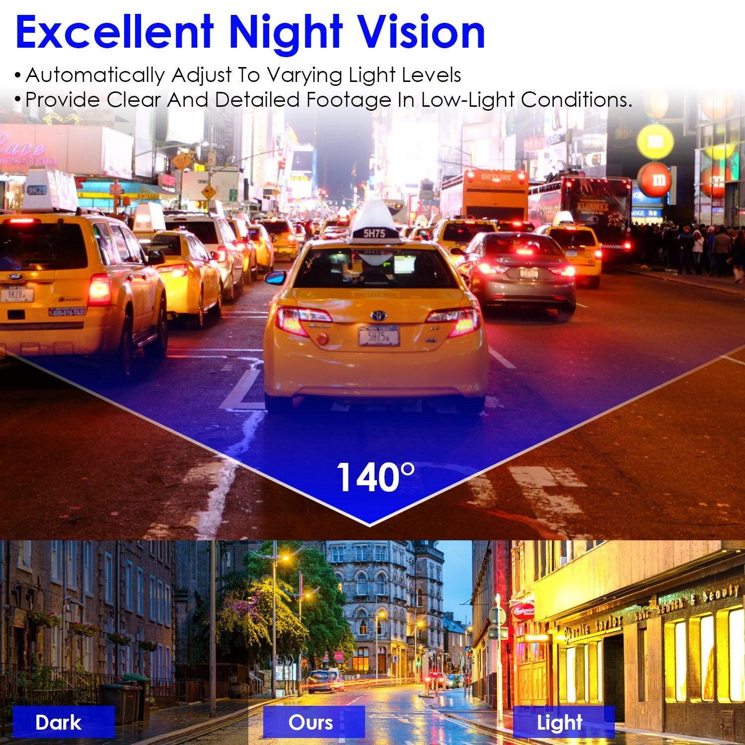 Cámara frontal 2K para coche – WiFi + App, tarjeta 32GB incluida, visión nocturna