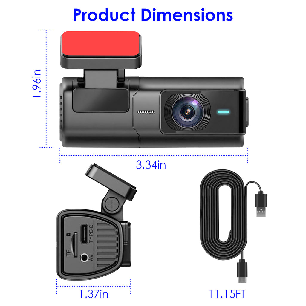 Cámara frontal 2K para coche – WiFi + App, tarjeta 32GB incluida, visión nocturna