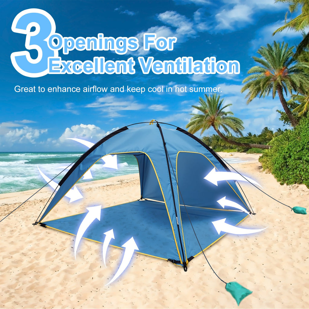 Toldo tipo carpa para playa o camping – 4-6 personas, protección UPF50, impermeable, fácil montaje