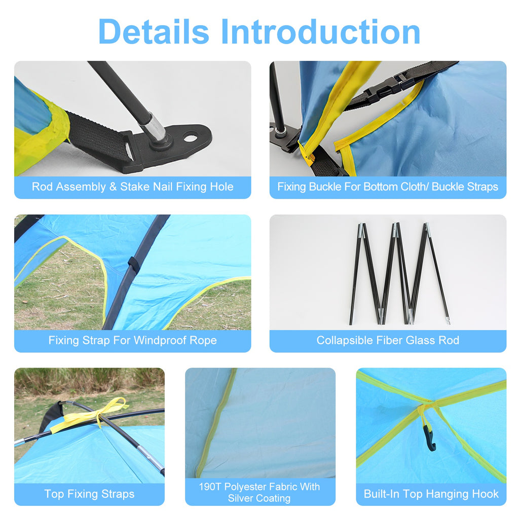 Toldo tipo carpa para playa o camping – 4-6 personas, protección UPF50, impermeable, fácil montaje
