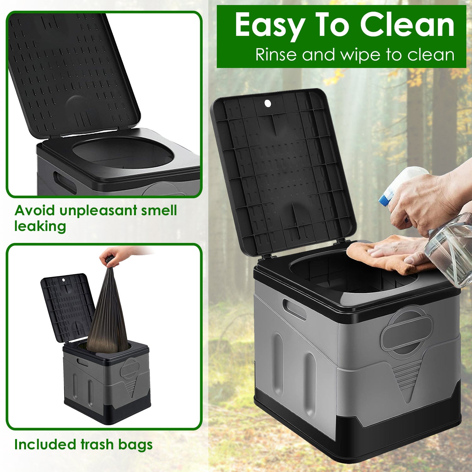 Baño portátil plegable con bolsa y tapa