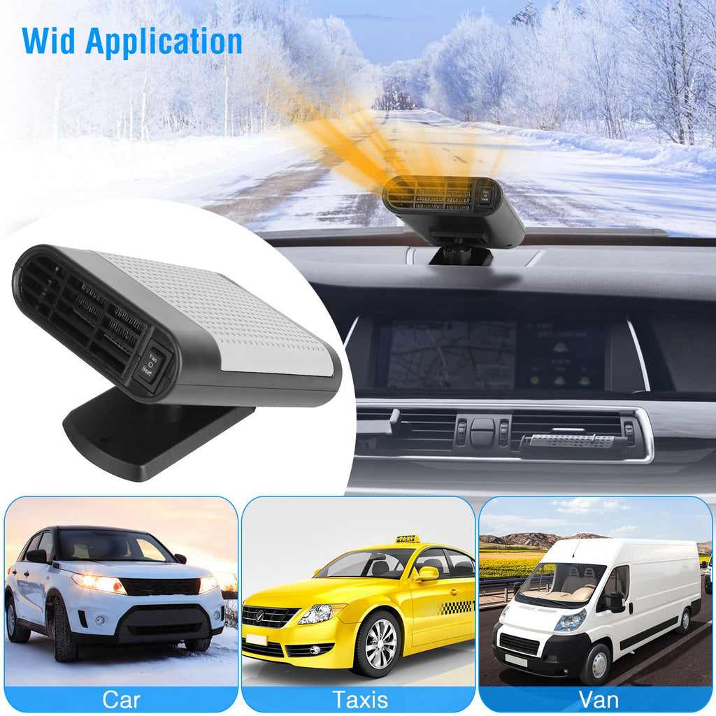 Calefactor y ventilador para auto 12V – Desempañador + base 360°