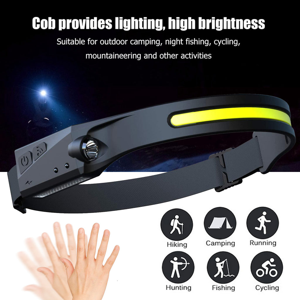 Linterna frontal LED USB – Recargable, impermeable, para camping