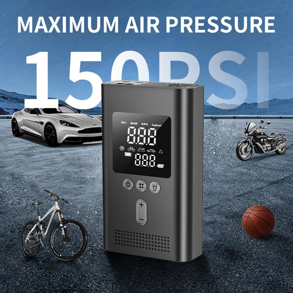 Arrancador portátil con compresor de aire 150 PSI – Para autos y camionetas, 9.0L gasolina / 6.5L diésel