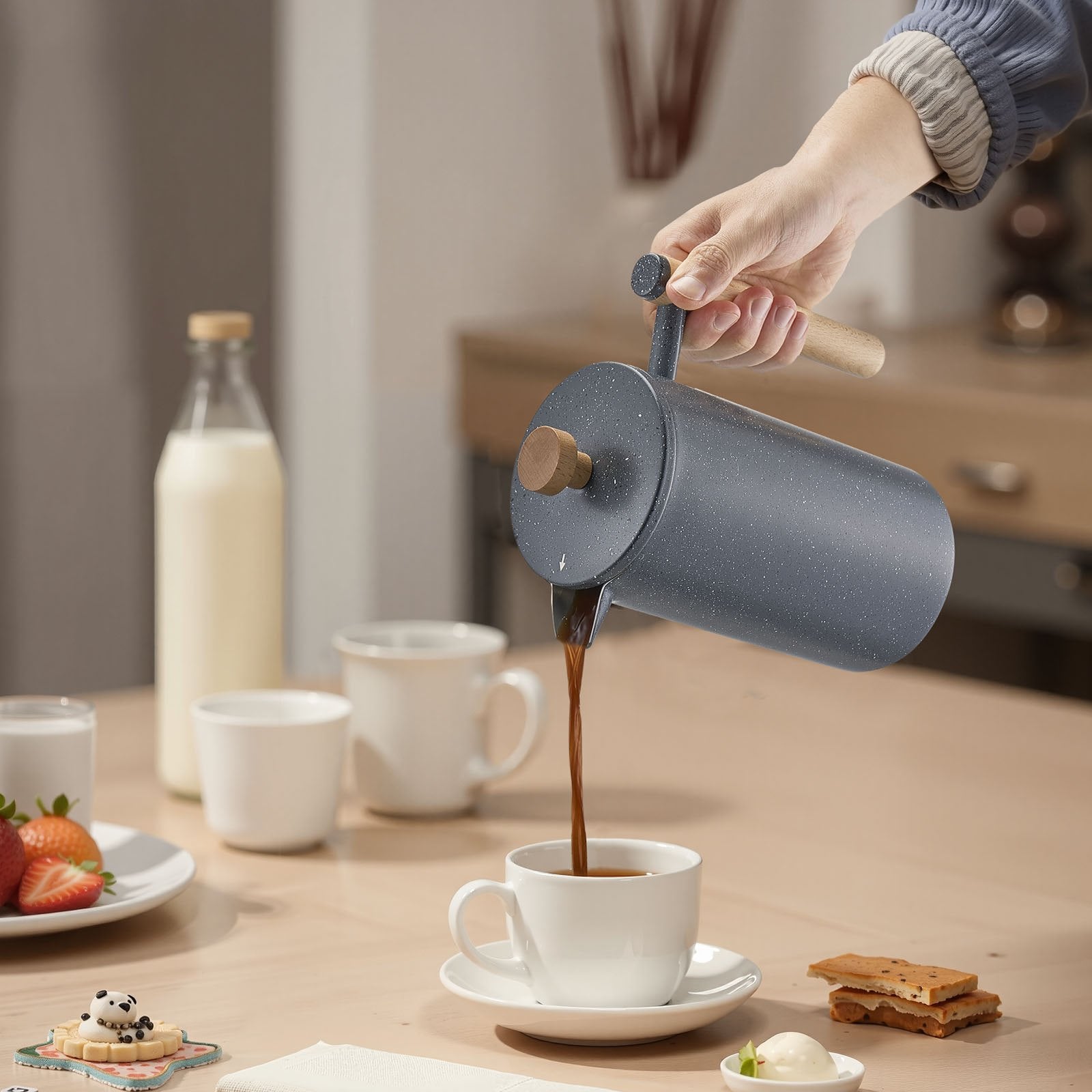 Cafetera francesa portátil 967 ml – Acero inoxidable, café sin máquina