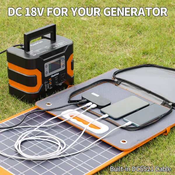 Panel solar portátil 100W – Carga USB y DC para camping o vanlife