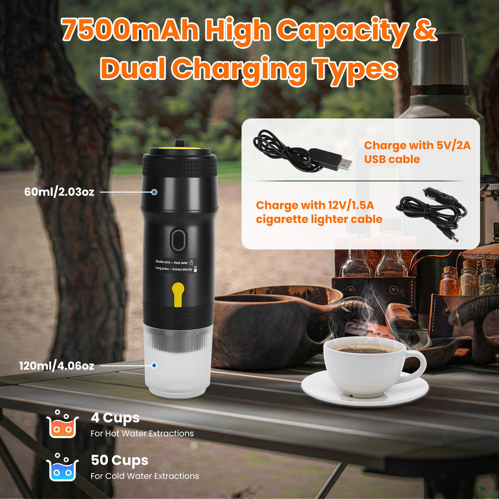 Máquina de café portátil para vanlife – Inalámbrica, apta para cápsulas y molido