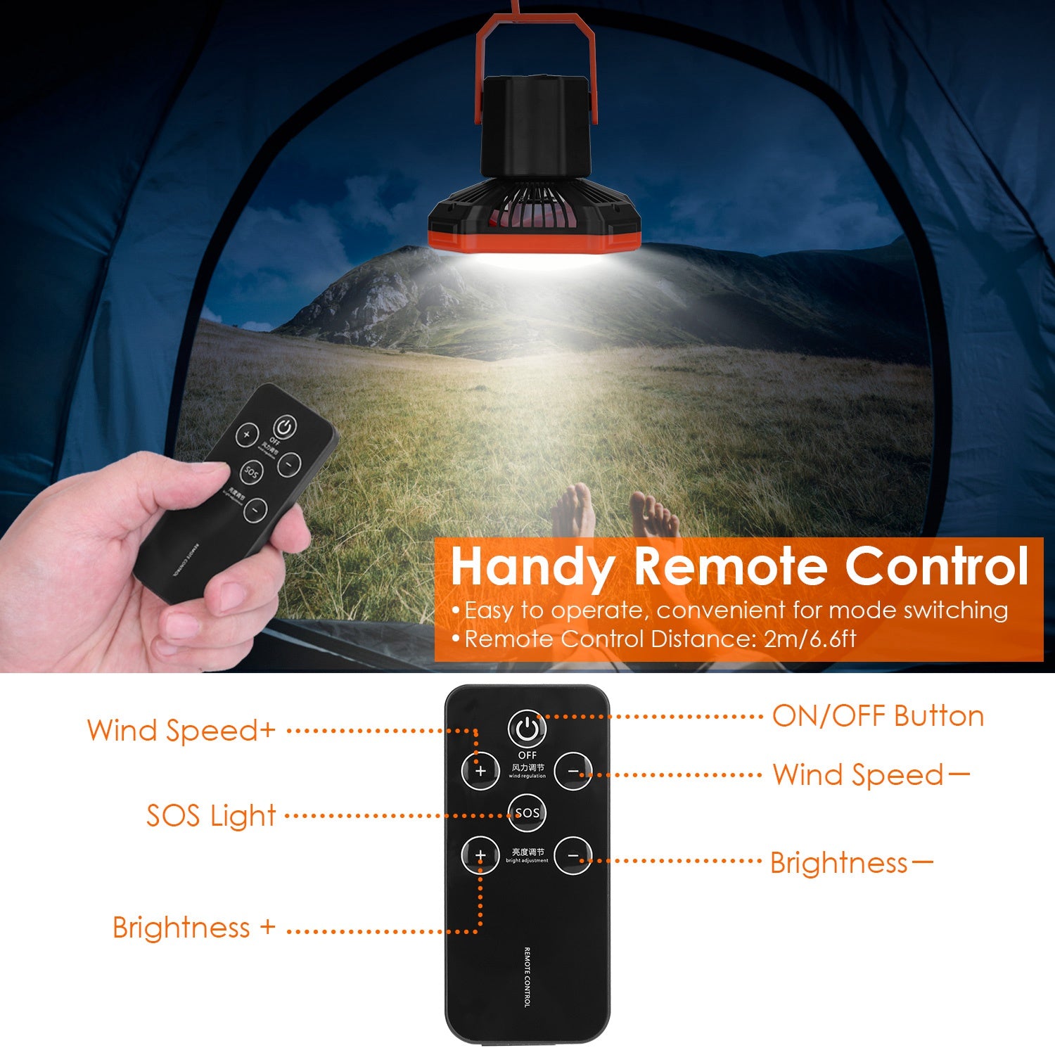 Ventilador Solar 3 en 1 con Luz para Camping