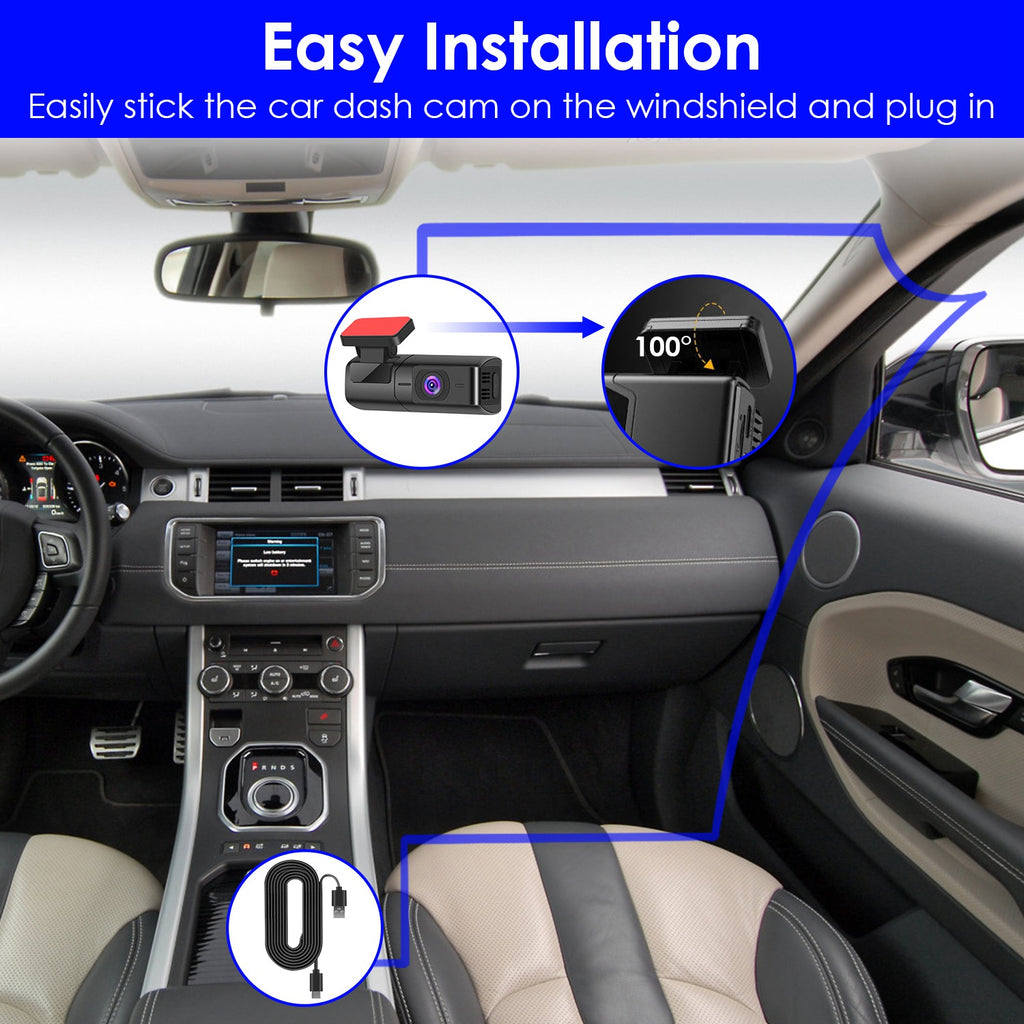 Cámara frontal 2K para coche – WiFi + App, tarjeta 32GB incluida, visión nocturna