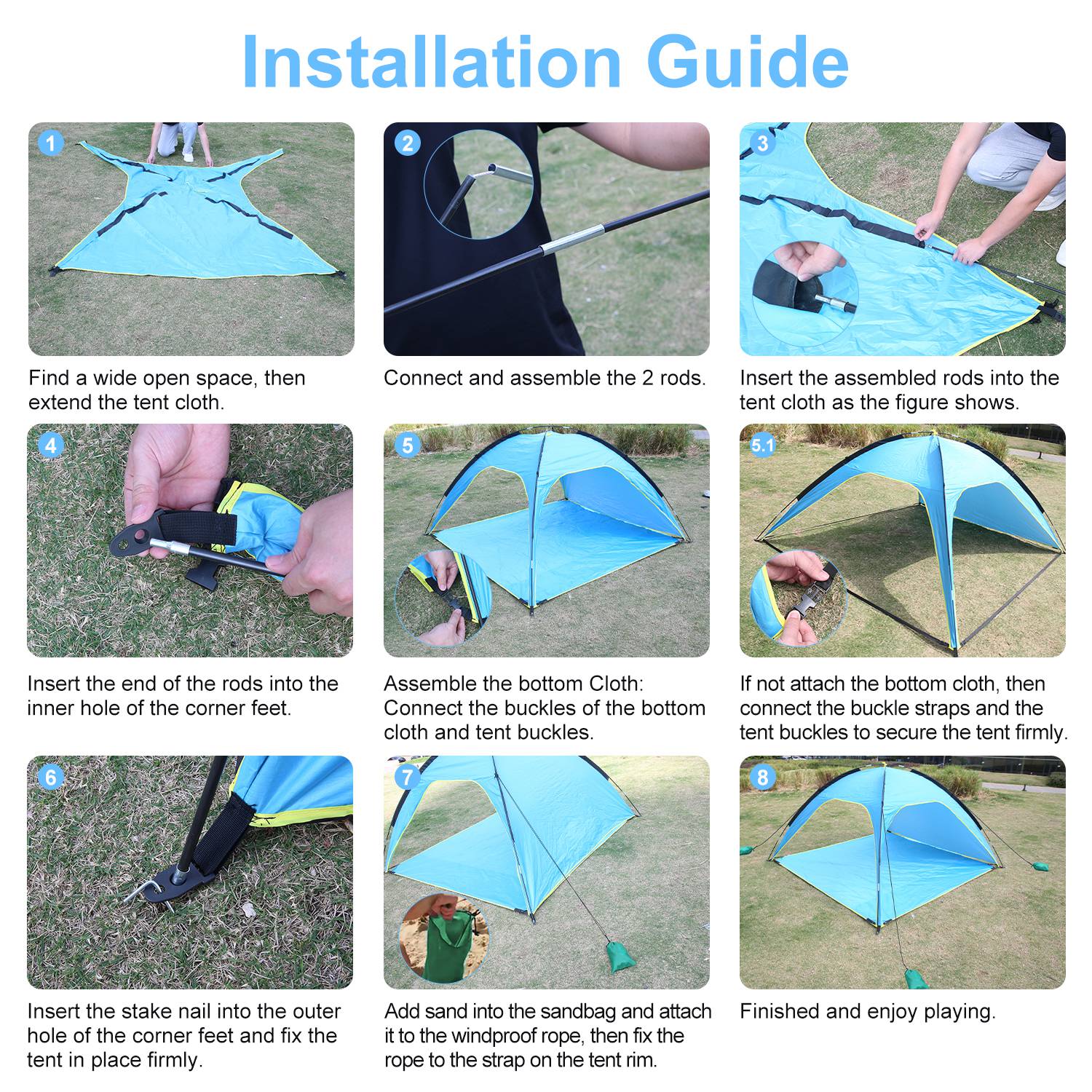 Toldo tipo carpa para playa o camping – 4-6 personas, protección UPF50, impermeable, fácil montaje