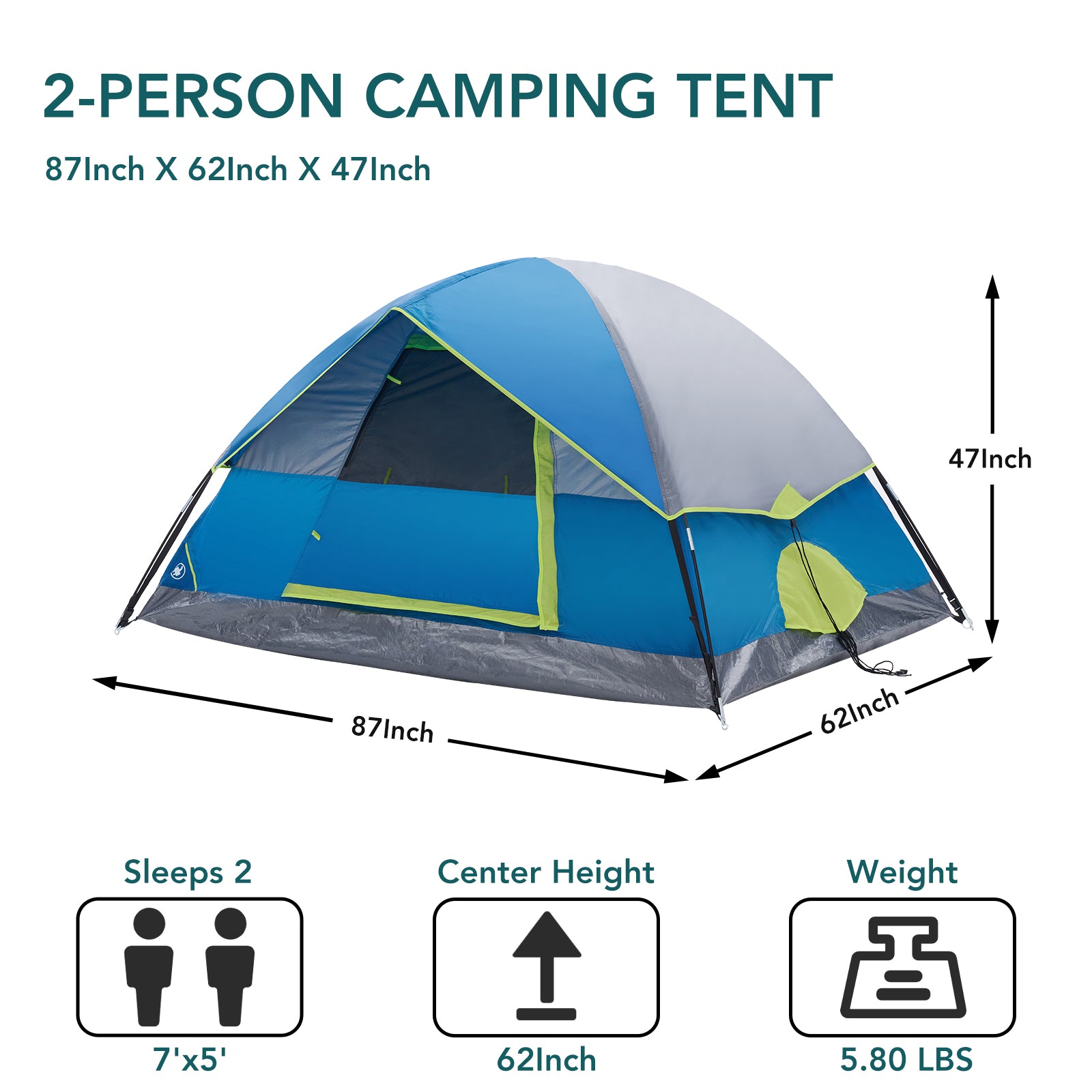 Carpa de campaña 2 o 4 personas – Impermeable, resistente al viento, fácil montaje