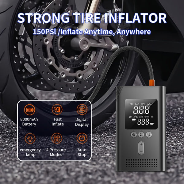 Arrancador portátil con compresor de aire 150 PSI – Para autos y camionetas, 9.0L gasolina / 6.5L diésel