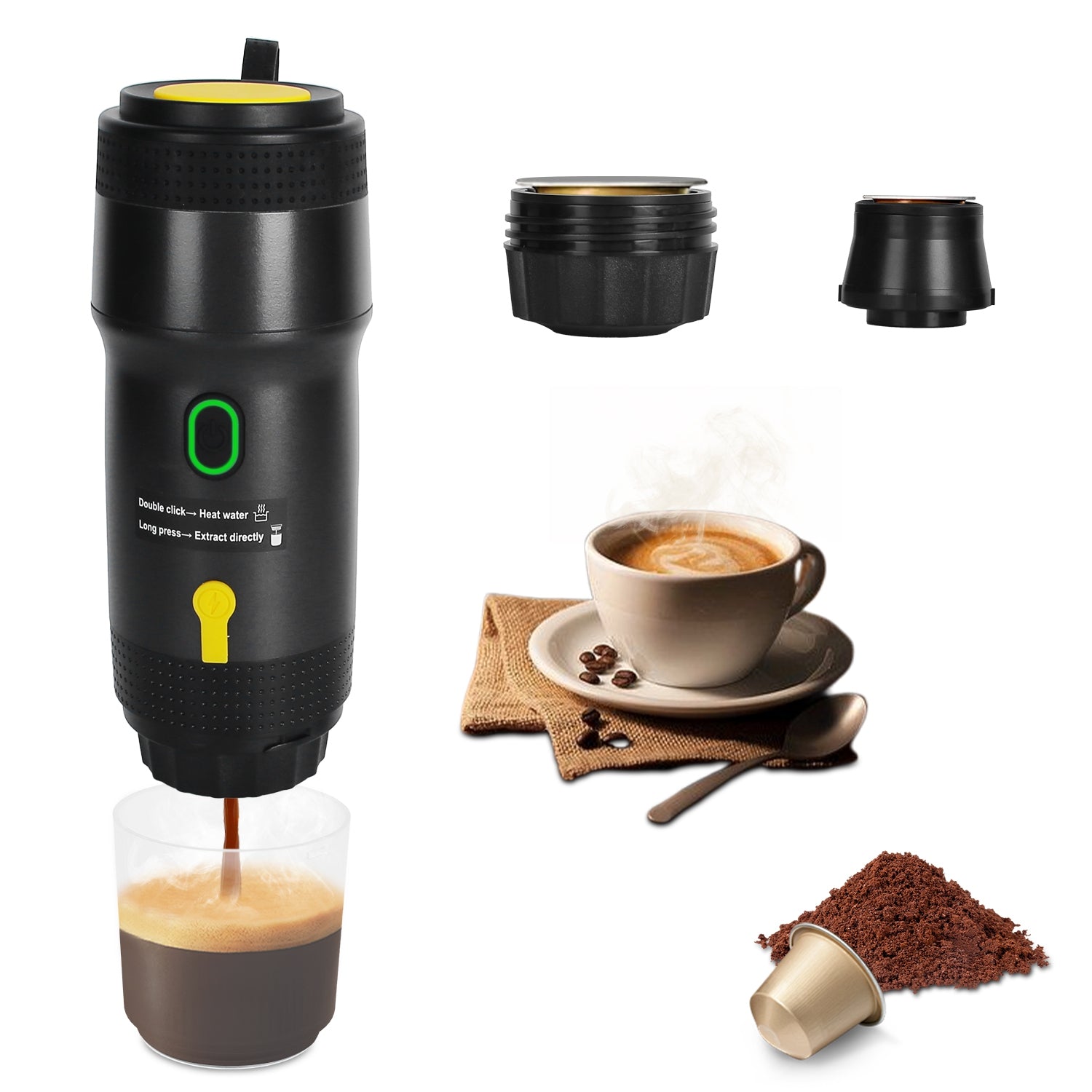 Máquina de café portátil para vanlife – Inalámbrica, apta para cápsulas y molido