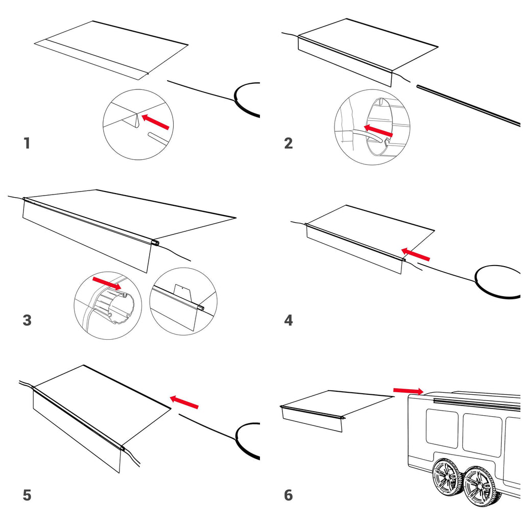 Toldo enrollable para autocaravana de 14 pies – Brazo lateral, impermeable, fácil instalación
