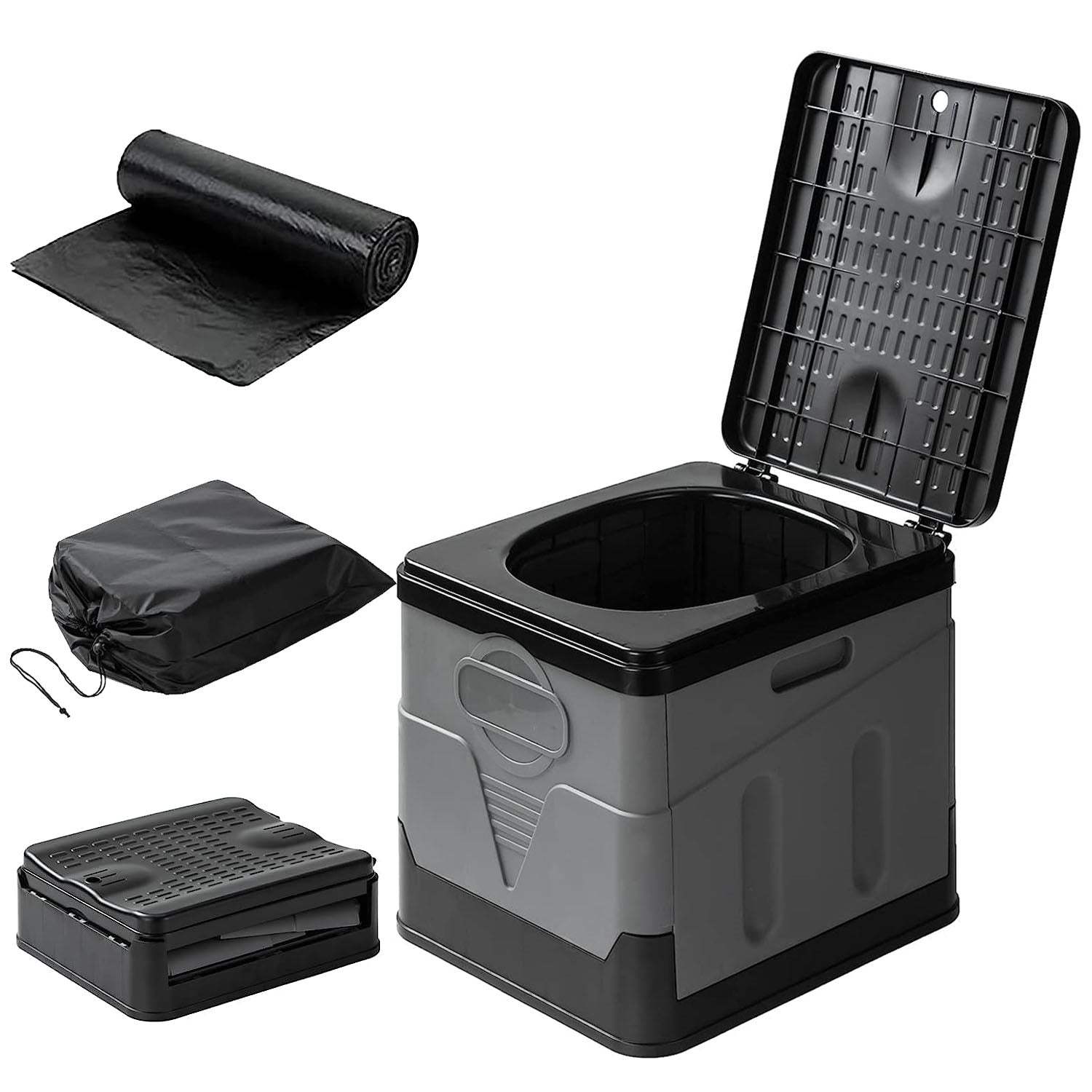 Baño portátil plegable con bolsa y tapa