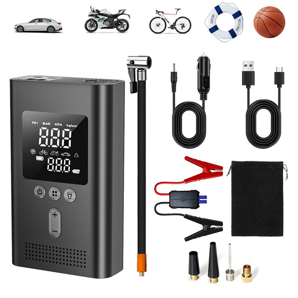 Arrancador portátil con compresor de aire 150 PSI – Para autos y camionetas, 9.0L gasolina / 6.5L diésel