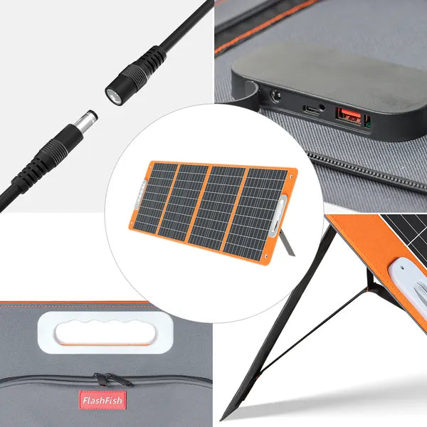 Panel solar portátil 100W – Carga USB y DC para camping o vanlife