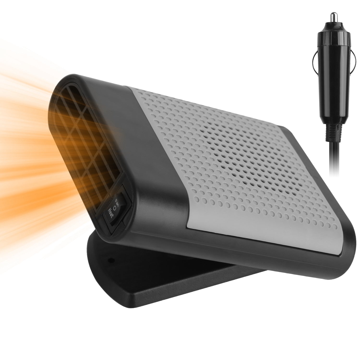 Calefactor y ventilador para auto 12V – Desempañador + base 360°
