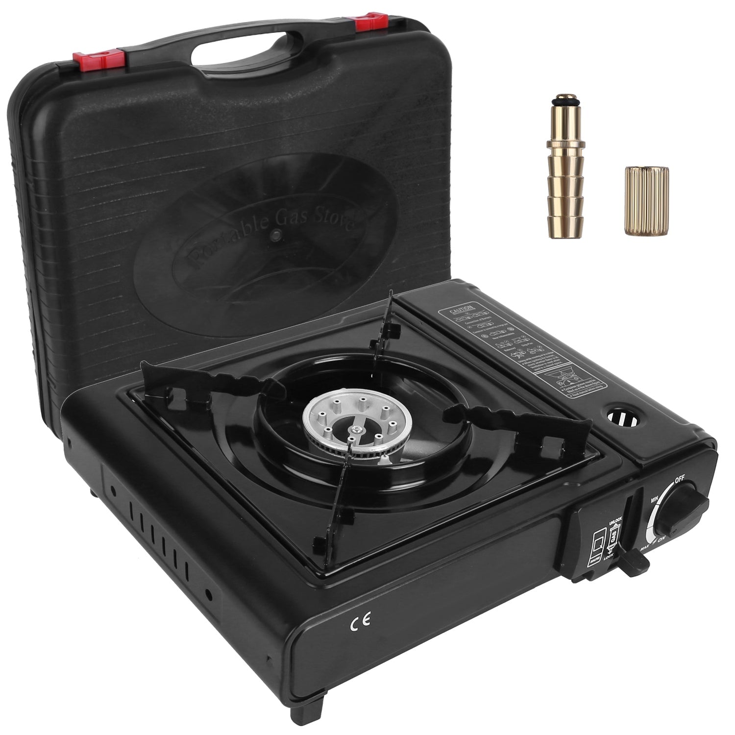 Hornilla portátil de camping 3300W – Butano/propano, encendido piezoeléctrico, estuche incluido