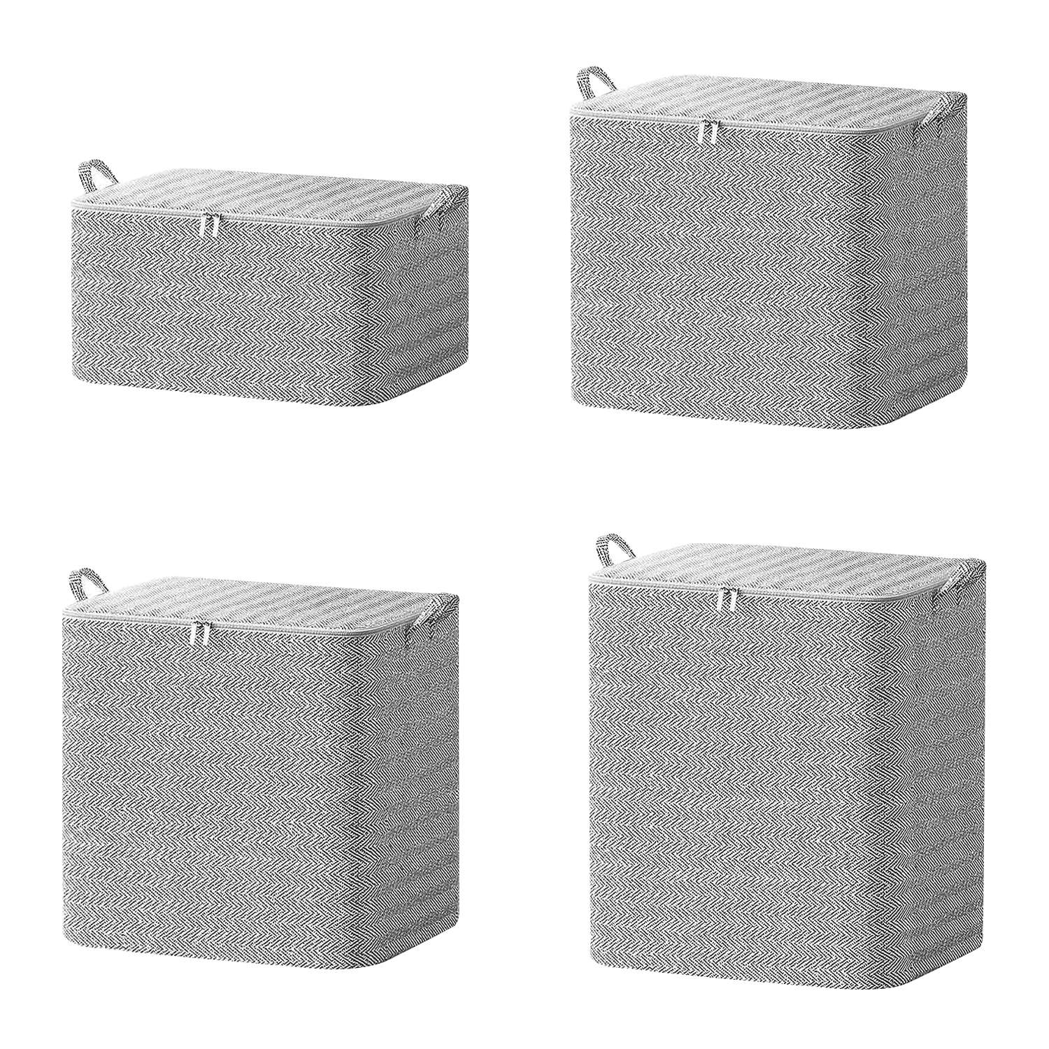 Set 4 bolsas plegables 30L a 220L – Organizadores con tapa a prueba de polvo y cremallera