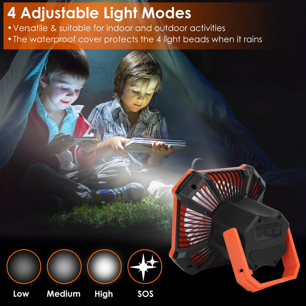 Ventilador Solar 3 en 1 con Luz para Camping