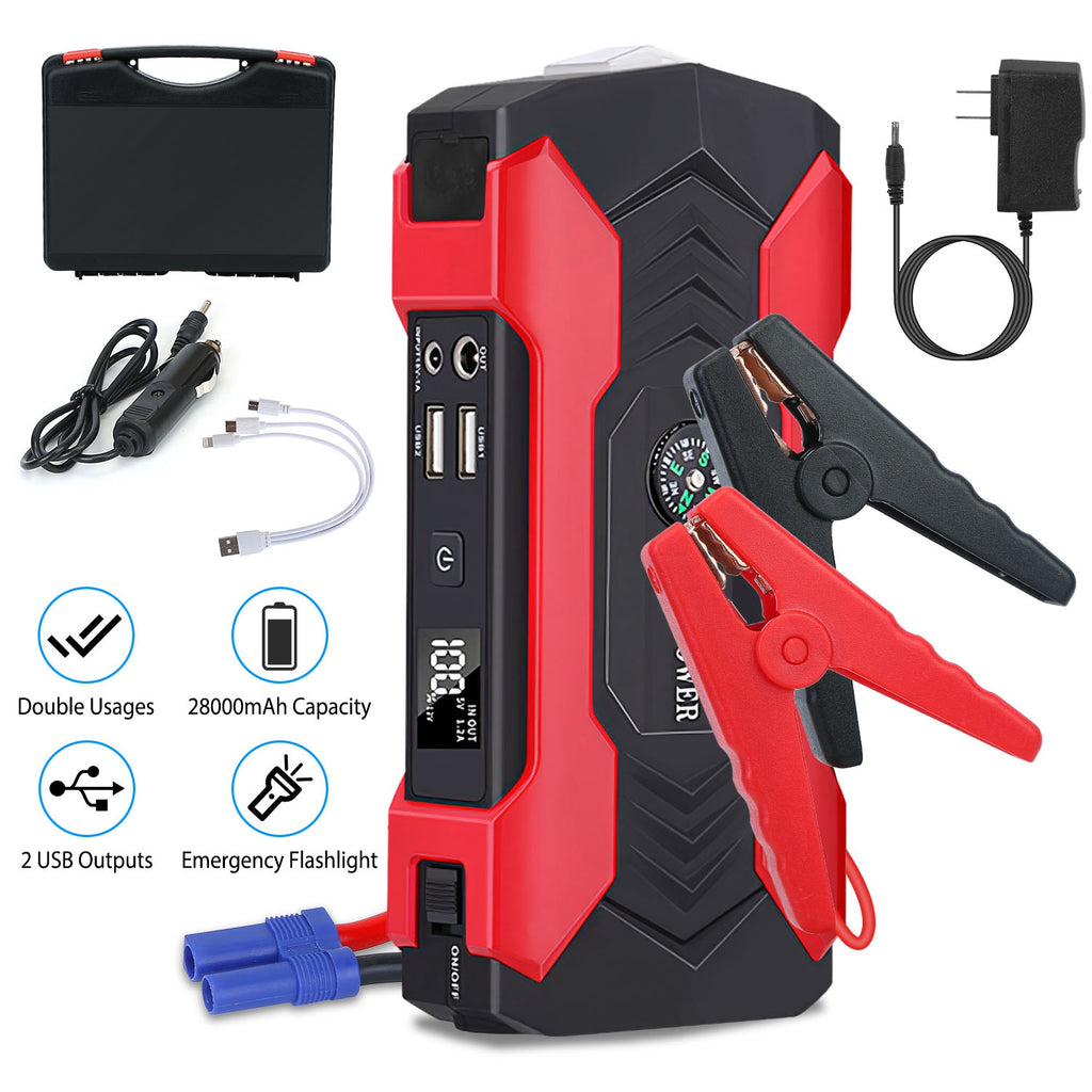 Arrancador portátil 800A / 28000mAh – para motores gasolina 6.0L o diésel 3.0L, pantalla LCD