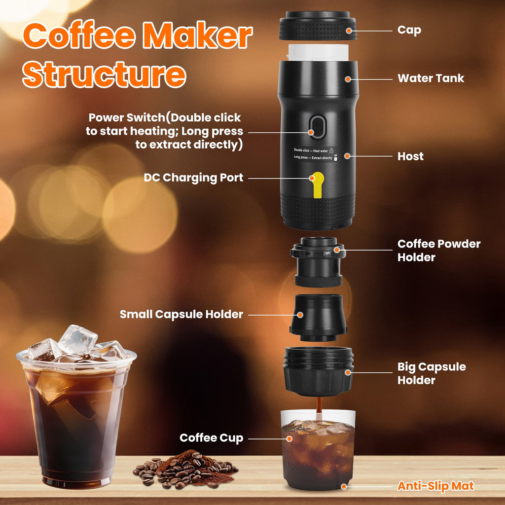 Máquina de café portátil para vanlife – Inalámbrica, apta para cápsulas y molido