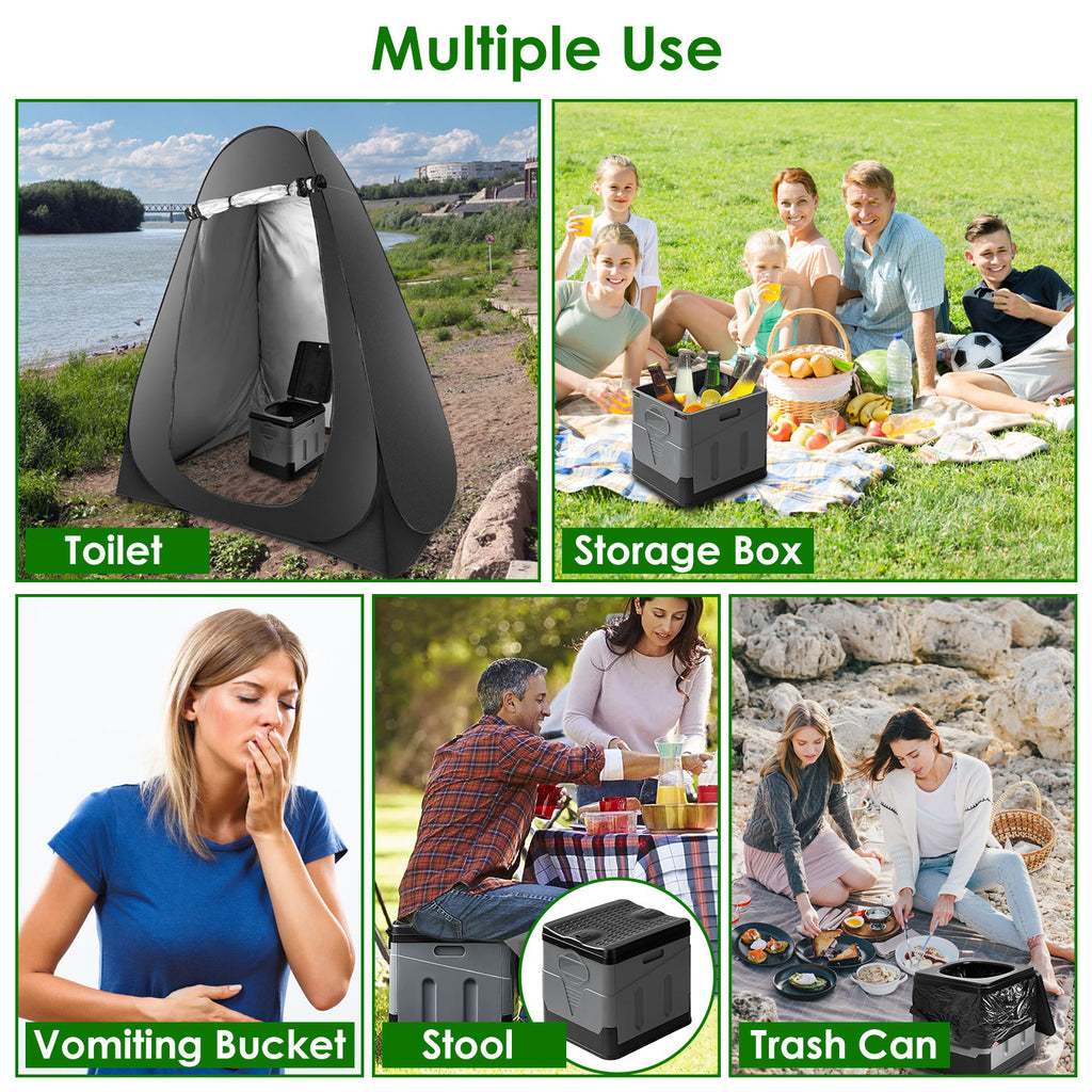 Baño portátil plegable con bolsa y tapa
