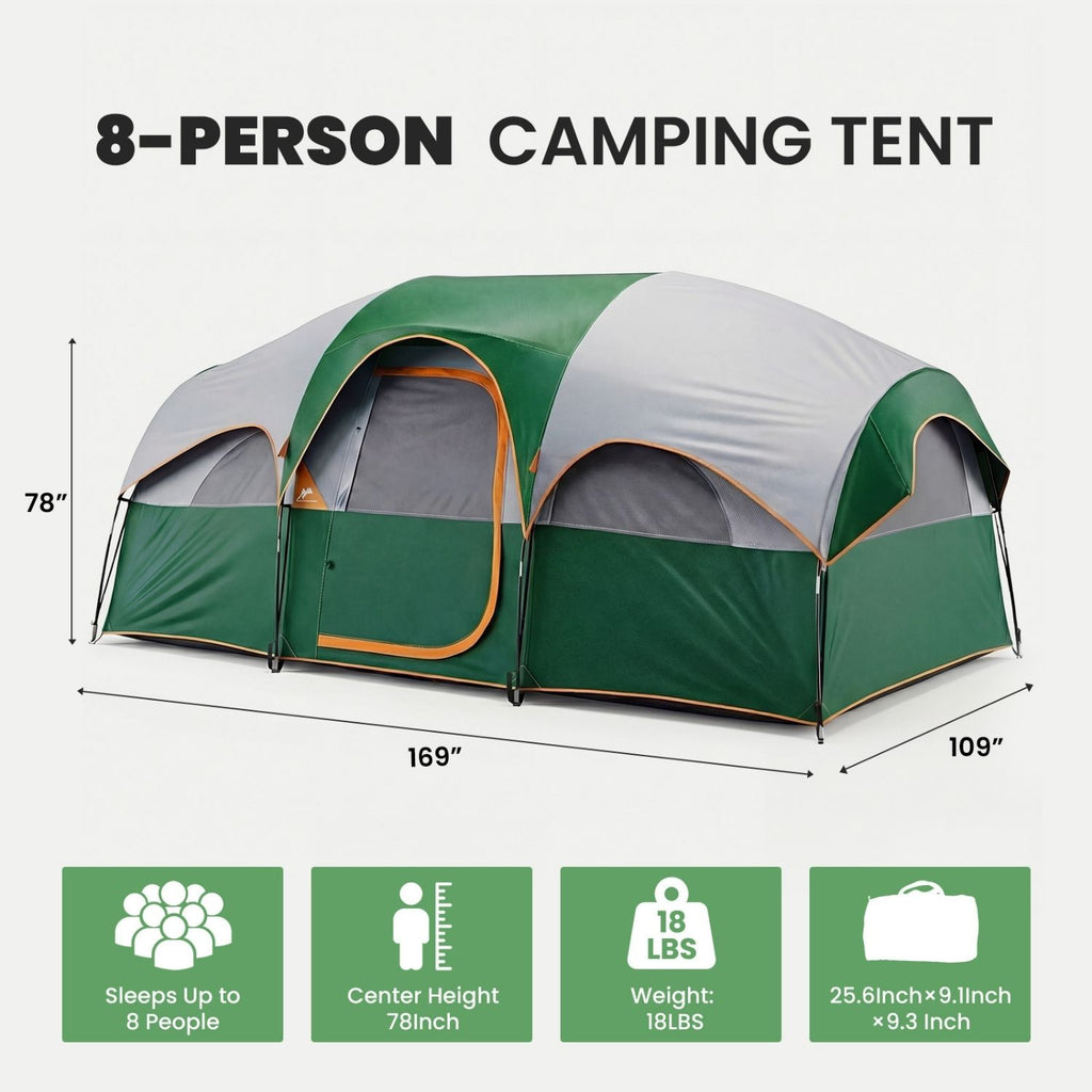 Carpa tipo domo para familia – Impermeable, montaje rápido en 5 minutos, resistente al viento